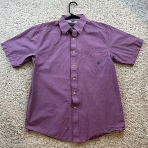 Ariat Pro Series Button Up Shirt Mens Medium Red‎ Plaid Short Sleeve Casual